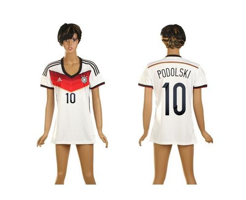 Women's Germany #10 Podolski Home Soccer Country Jersey