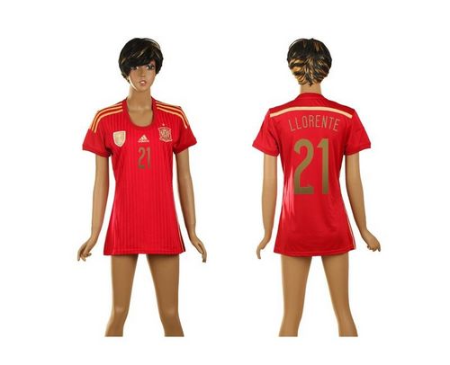 Women's Spain #21 LLORENTE Home Soccer Country Jersey