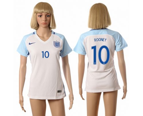 Women's England #10 Rooney Home Soccer Country Jersey