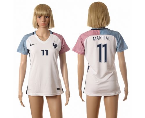 Women's France #11 Martial Away Soccer Country Jersey