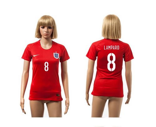 Women's England #8 Lampard Red Away Soccer Country Jersey