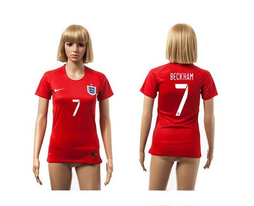 Women's England #7 Beckham Red Away Soccer Country Jersey