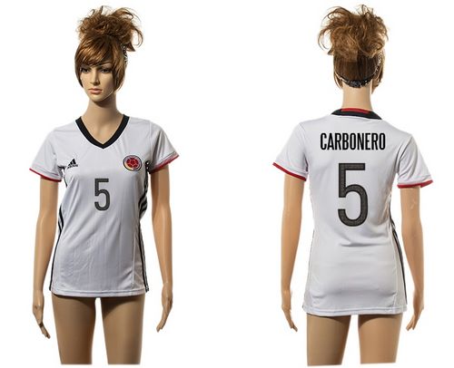Women's Colombia #5 Carbonero Away Soccer Country Jersey