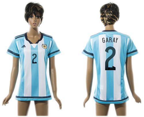 Women's Argentina #2 Garay Home Soccer Country Jersey
