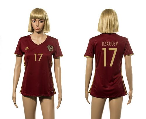 Women's Russia #17 Dzagoev Red Home Soccer Country Jersey