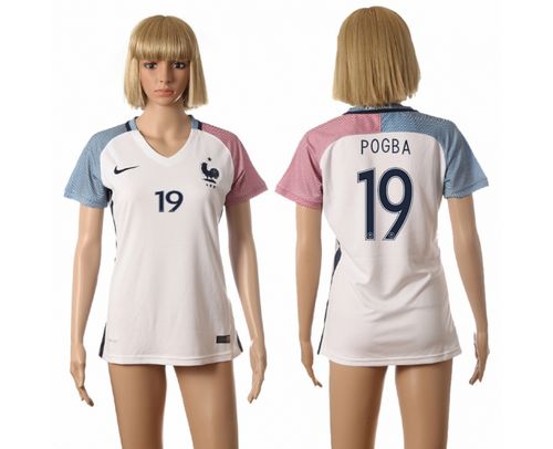 Women's France #19 Pogba Away Soccer Country Jersey