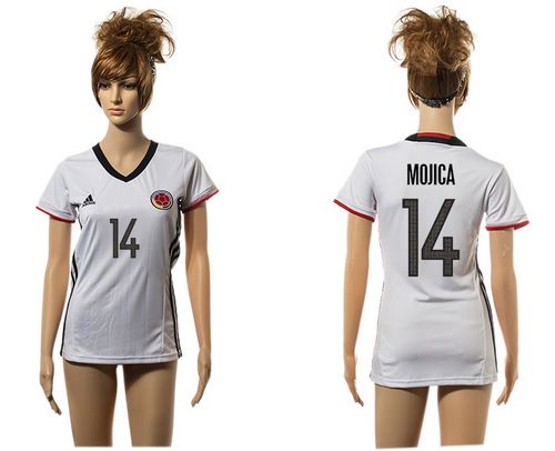 Women's Colombia #14 Mojica Away Soccer Country Jersey