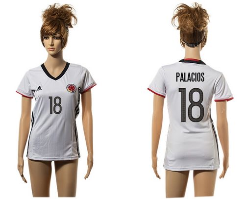Women's Colombia #18 Palacios Away Soccer Country Jersey