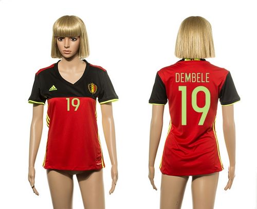 Women's Belgium #19 Dembele Red Home Soccer Country Jersey