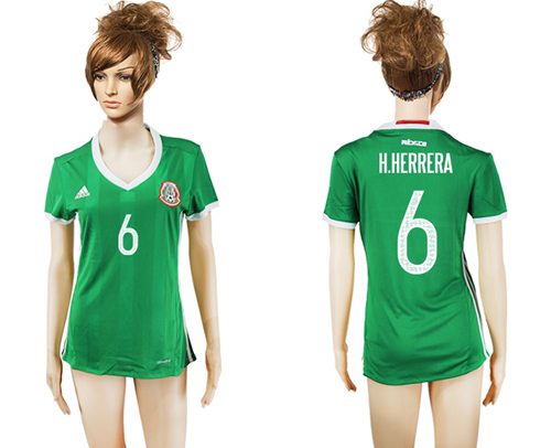 Women's Mexico #6 H.Herrera Home Soccer Country Jersey