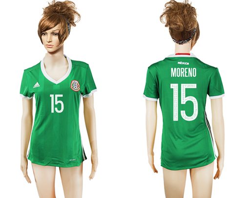 Women's Mexico #15 Moreno Home Soccer Country Jersey