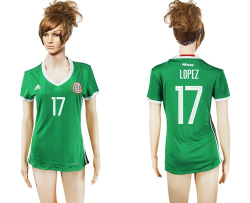 Women's Mexico #17 Lopez Home Soccer Country Jersey