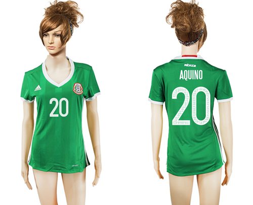 Women's Mexico #20 Aquino Home Soccer Country Jersey