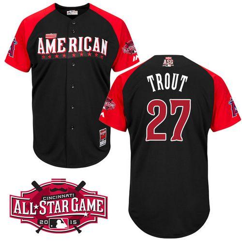 Angels of Anaheim #27 Mike Trout Black 2015 All Star American League Stitched MLB Jersey