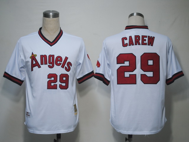 Mitchell and Ness Angels of Anaheim #29 Rod Carew White Stitched MLB Jersey