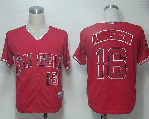 Angels of Anaheim #16 Garret Anderson Red Cool Base Stitched MLB Jersey