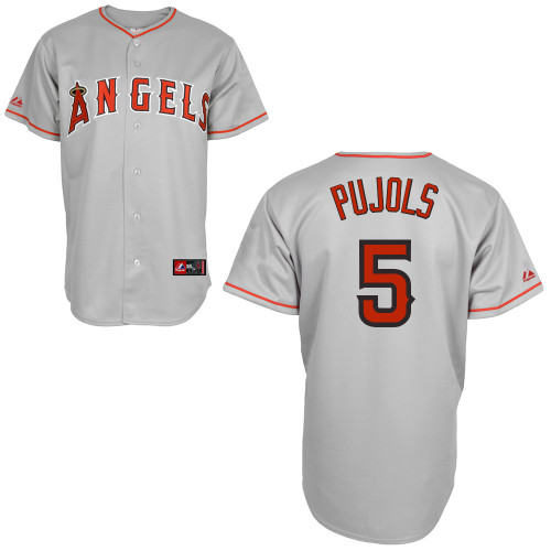 Angels of Anaheim #5 Albert Pujols Grey Cool Base Stitched MLB Jersey