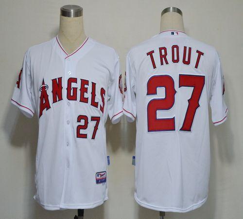 Angels of Anaheim #27 Mike Trout White Cool Base Stitched MLB Jersey