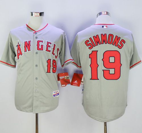 Angels of Anaheim #19 Andrelton Simmons Grey Cool Base Stitched MLB Jersey