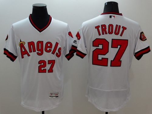 Angels of Anaheim #27 Mike Trout White Flexbase Authentic Collection Cooperstown  Stitched MLB Jersey