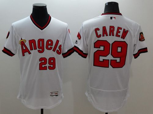 Angels of Anaheim #29 Rod Carew White Flexbase Authentic Collection Cooperstown  Stitched MLB Jersey