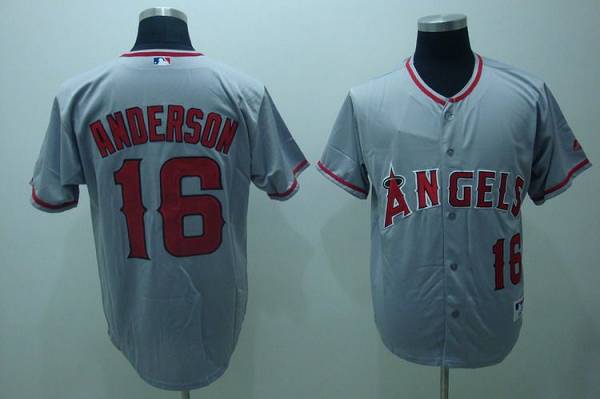Angels of Anaheim #16 Garret Anderson Stitched Grey MLB Jersey