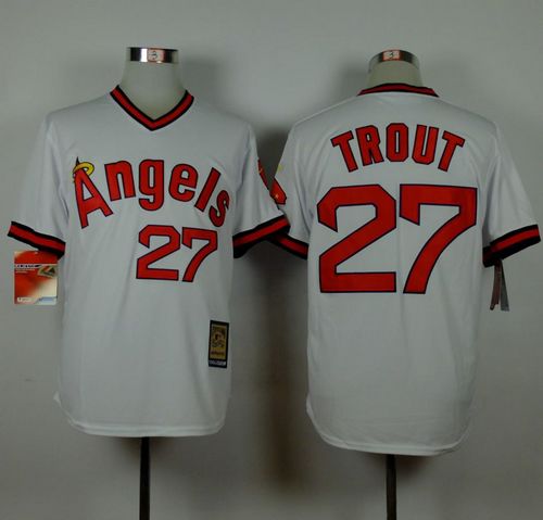Angels of Anaheim #27 Mike Trout White 1980 Turn Back The Clock Stitched MLB Jersey