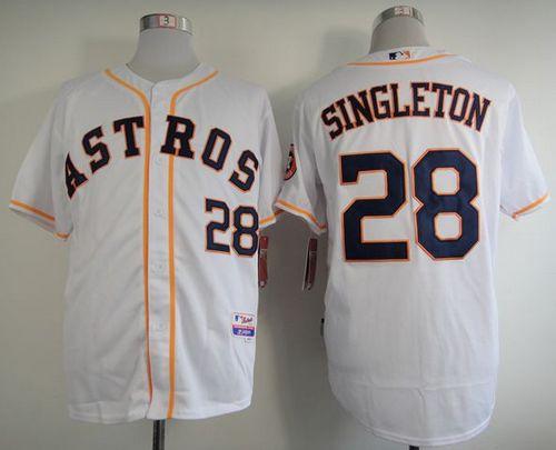 Astros #28 Jon Singleton White Home Cool Base Stitched MLB Jersey