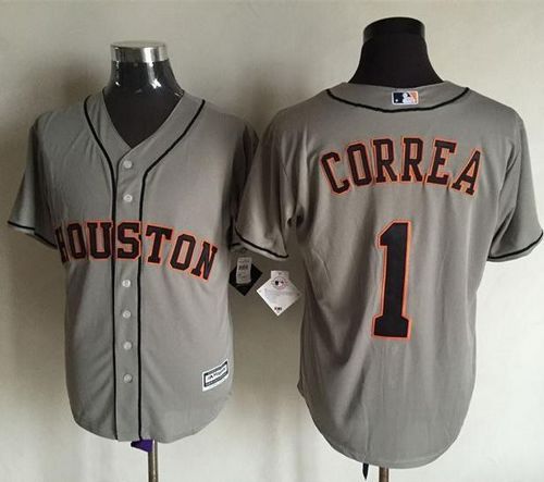 Astros #1 Carlos Correa Grey New Cool Base Stitched MLB Jersey