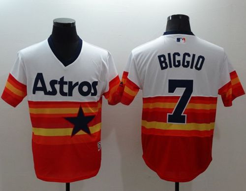 Astros #7 Craig Biggio White/Orange Flexbase Authentic Collection Cooperstown Stitched MLB Jersey