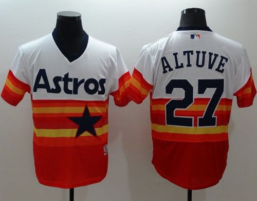 Astros #27 Jose Altuve White/Orange Flexbase Authentic Collection Cooperstown Stitched MLB Jersey