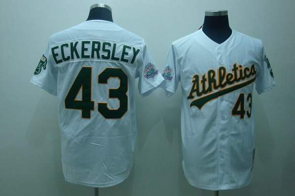 Mitchell and Ness Athletics #43 Dennis Eckersley Stitched White Throwback MLB Jersey