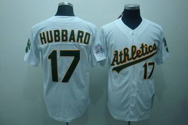Mitchell and Ness Athletics #17 Gelenn Hubbard Stitched White Throwback MLB Jersey