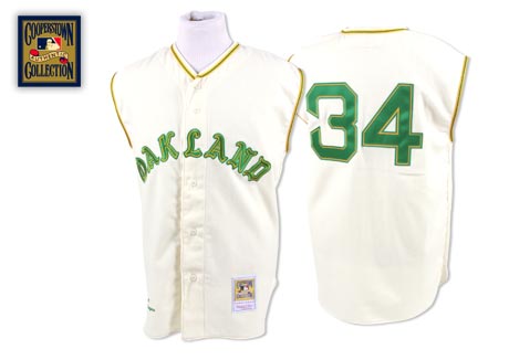 Mitchell and Ness Athletics #34 Rollie Fingers Stitched White Throwback MLB Jersey