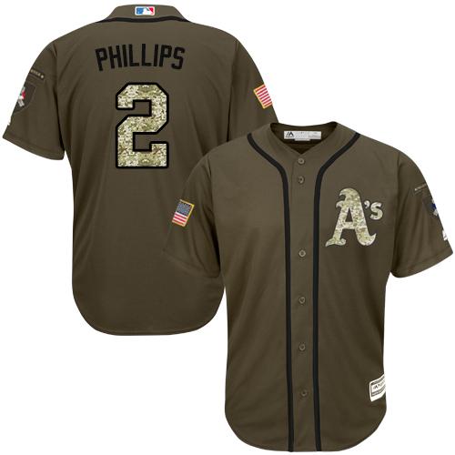 Athletics #2 Tony Phillips Green Salute to Service Stitched MLB Jersey