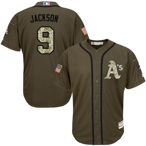 Athletics #9 Reggie Jackson Green Salute to Service Stitched MLB Jersey