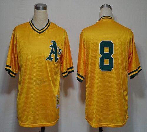 Mitchell And Ness Athletics #8 Joe Morgan Yellow Stitched MLB Jersey