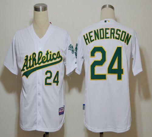 Athletics #24 Rickey Henderson White Cool Base Stitched MLB Jersey