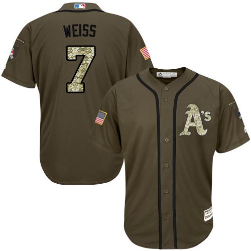 Athletics #7 Walt Weiss Green Salute to Service Stitched MLB Jersey