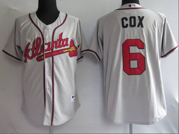 Braves #6 Bobby Cox Stitched Grey MLB Jersey
