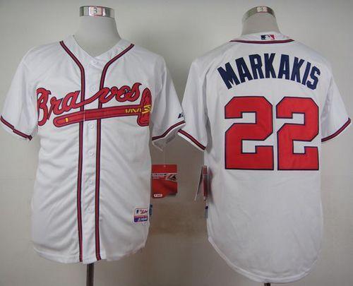 Braves #22 Nick Markakis White Cool Base Stitched MLB Jersey