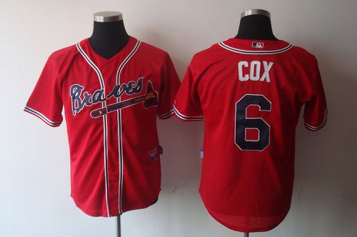 Braves #6 Bobby Cox Red Stitched MLB Jersey