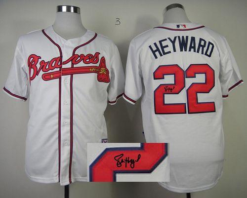 Braves #22 Jason Heyward White Cool Base Autographed Stitched MLB Jersey