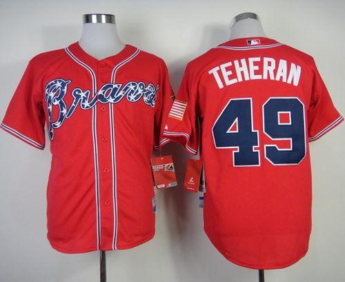 Braves #49 Julio Teheran Red Cool Base Stitched MLB Jersey