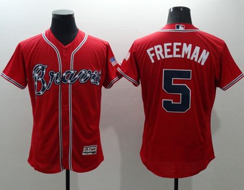 Braves #5 Freddie Freeman Red Flexbase Authentic Collection Stitched MLB Jersey