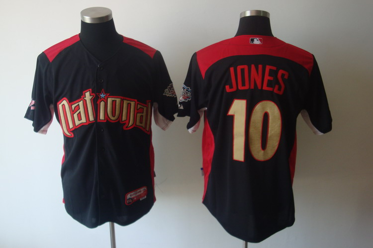Braves #10 Chipper Jones Black Nation League 2011 All Star BP Stitched MLB Jersey
