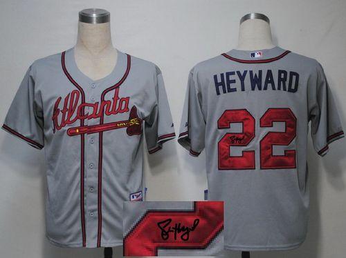 Braves #22 Jason Heyward Grey Cool Base Autographed Stitched MLB Jersey