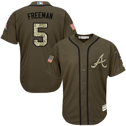 Braves #5 Freddie Freeman Green Salute to Service Stitched MLB Jersey