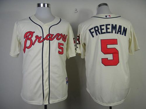 Braves #5 Freddie Freeman Cream Alternate Cool Base Stitched MLB Jersey