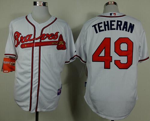Braves #49 Julio Teheran White Cool Base Stitched MLB Jersey